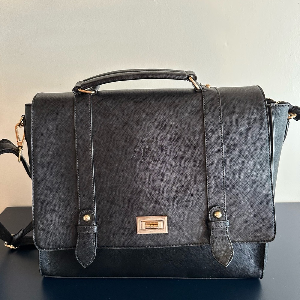 Black Faux Leather Laptop Bag